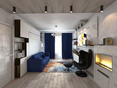 Дизайн проект однокомнатной квартиры Коломенская наб